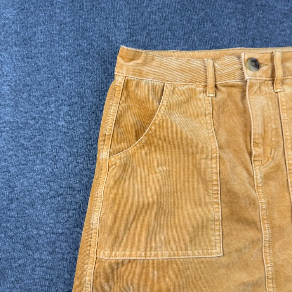 American Eagle Corduroy Mini Skirt Women's 2 Yellow Hi-Rise A-Line Super Stretch